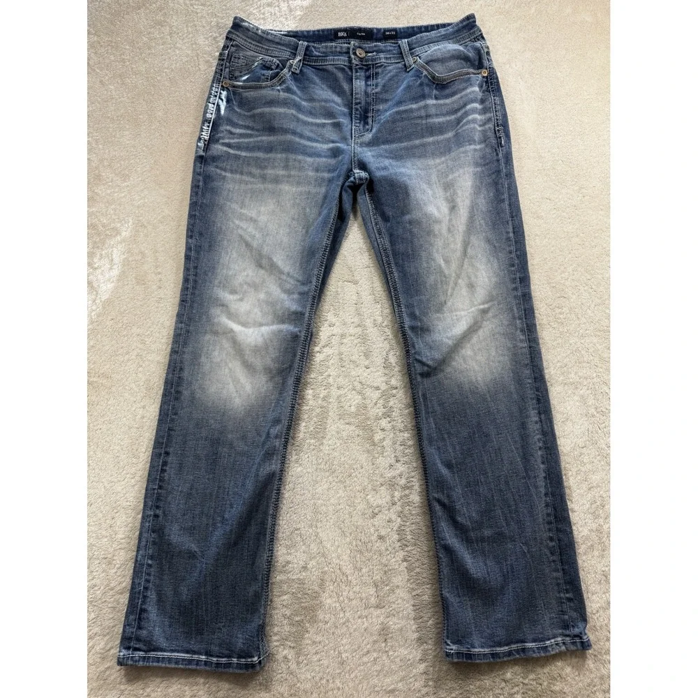 BKE Mens Carter Straight Stretch Blue Denim Jeans 36x32 Meas: 36x30